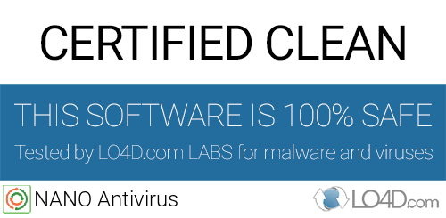 NANO Antivirus is free of viruses and malware.