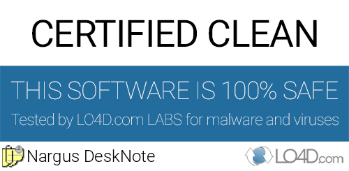 Nargus DeskNote is free of viruses and malware.