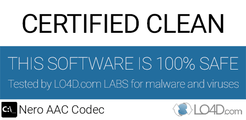 Nero AAC Codec is free of viruses and malware.