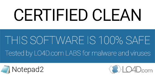 Notepad2 is free of viruses and malware.