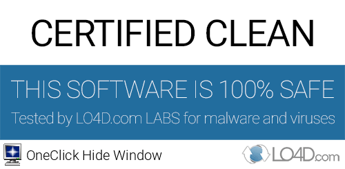 OneClick Hide Window is free of viruses and malware.