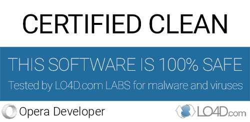 Opera Developer is free of viruses and malware.