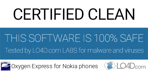 Oxygen Express for Nokia phones is free of viruses and malware.
