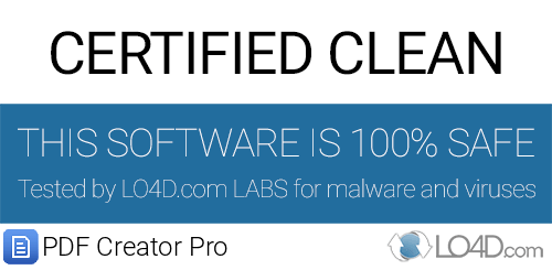 PDF Creator Pro is free of viruses and malware.