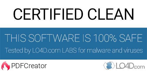 PDFCreator is free of viruses and malware.