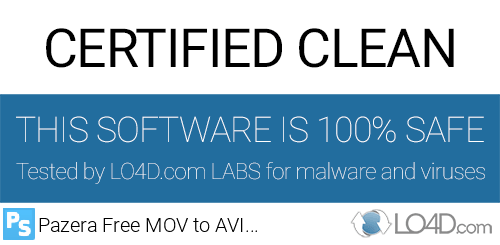 Pazera Free MOV to AVI Converter is free of viruses and malware.