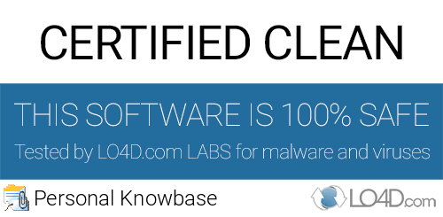 Personal Knowbase is free of viruses and malware.