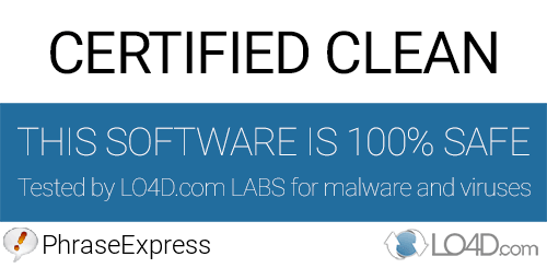 PhraseExpress is free of viruses and malware.