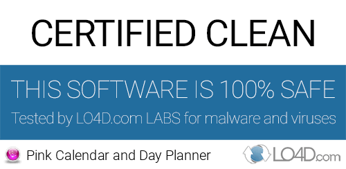 Pink Calendar and Day Planner is free of viruses and malware.