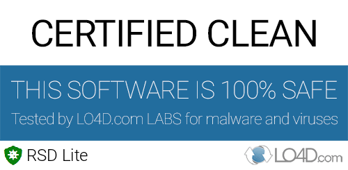 RSD Lite is free of viruses and malware.