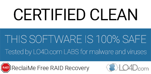 ReclaiMe Free RAID Recovery is free of viruses and malware.