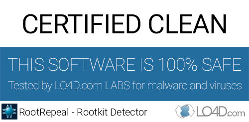 RootRepeal - Rootkit Detector is free of viruses and malware.