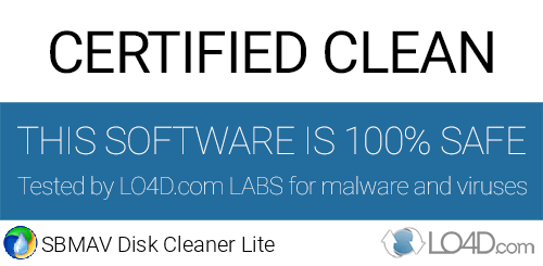 SBMAV Disk Cleaner Lite is free of viruses and malware.