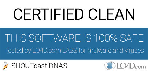 SHOUTcast DNAS is free of viruses and malware.