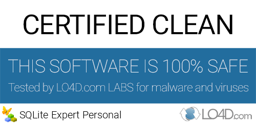 SQLite Expert Personal is free of viruses and malware.