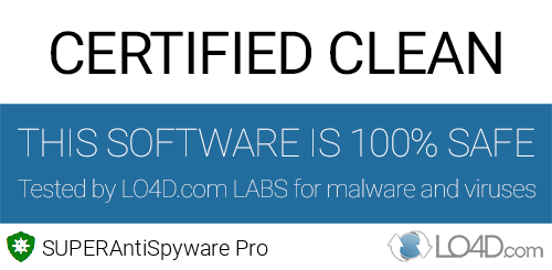 SUPERAntiSpyware Pro is free of viruses and malware.