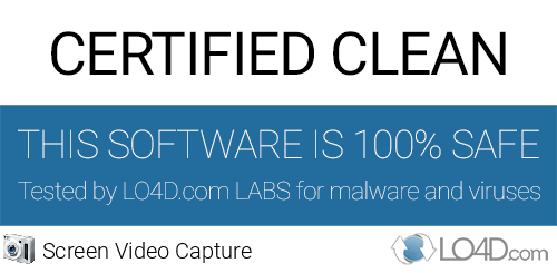 Screen Video Capture is free of viruses and malware.