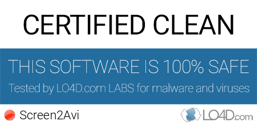 Screen2Avi is free of viruses and malware.