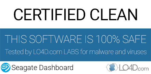 Seagate Dashboard is free of viruses and malware.