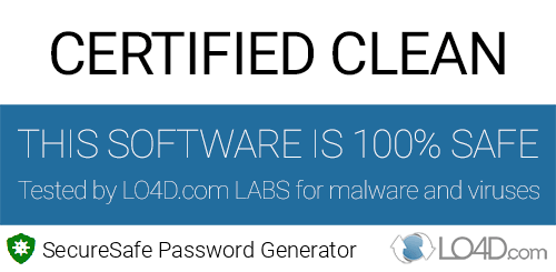 SecureSafe Password Generator is free of viruses and malware.