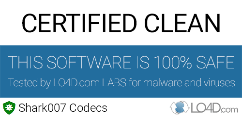 Shark007 Codecs is free of viruses and malware.