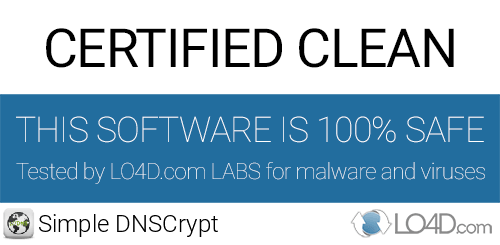 Simple DNSCrypt is free of viruses and malware.