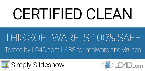 Simply Slideshow is free of viruses and malware.