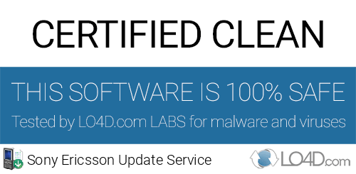 Sony Ericsson Update Service is free of viruses and malware.