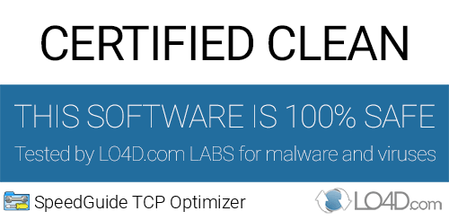 SpeedGuide TCP Optimizer is free of viruses and malware.