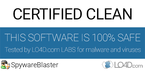 SpywareBlaster is free of viruses and malware.