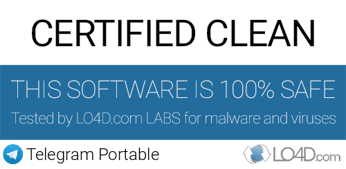 Telegram Portable is free of viruses and malware.