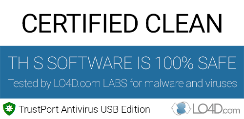 TrustPort Antivirus USB Edition is free of viruses and malware.