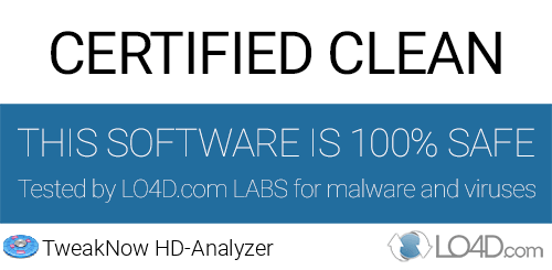 TweakNow HD-Analyzer is free of viruses and malware.