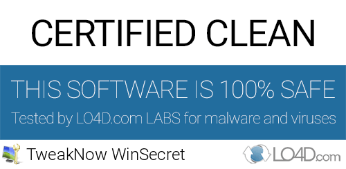 TweakNow WinSecret is free of viruses and malware.