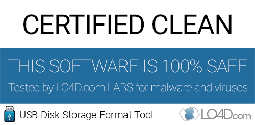 USB Disk Storage Format Tool is free of viruses and malware.