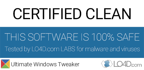 Ultimate Windows Tweaker is free of viruses and malware.