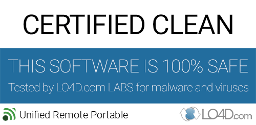 Unified Remote Portable is free of viruses and malware.