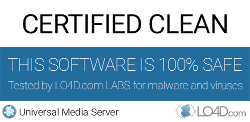 Universal Media Server is free of viruses and malware.