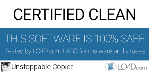 Unstoppable Copier is free of viruses and malware.
