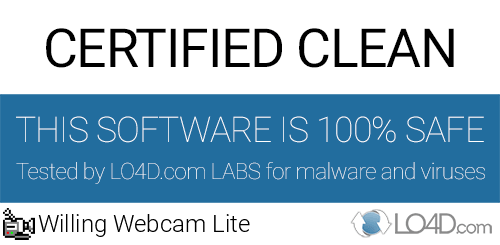 Willing Webcam Lite is free of viruses and malware.