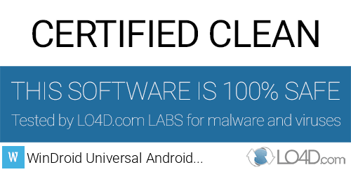 WinDroid Universal Android Toolkit is free of viruses and malware.