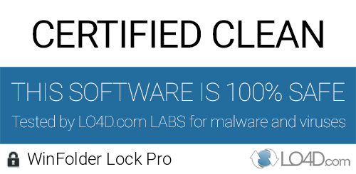 WinFolder Lock Pro is free of viruses and malware.