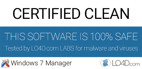 Windows 7 Manager is free of viruses and malware.