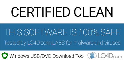 Windows USB/DVD Download Tool is free of viruses and malware.