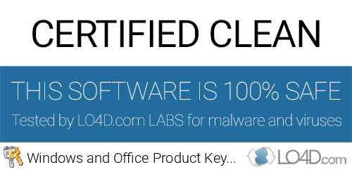 Windows and Office Product Key Viewer is free of viruses and malware.