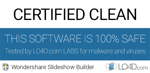 Wondershare Slideshow Builder is free of viruses and malware.