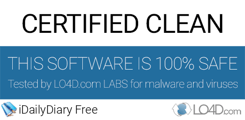 iDailyDiary Free is free of viruses and malware.
