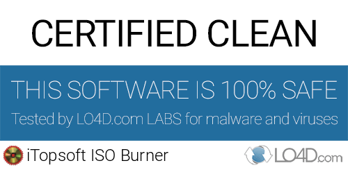 iTopsoft ISO Burner is free of viruses and malware.