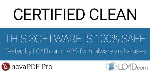 novaPDF Pro is free of viruses and malware.