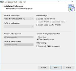 K-Lite Codec Pack Full download the new for windows